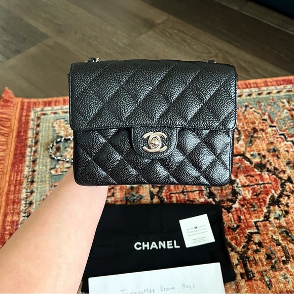 Chanel Classic Mini Square Caviar Black Flap Bag - Picture 3 of 10